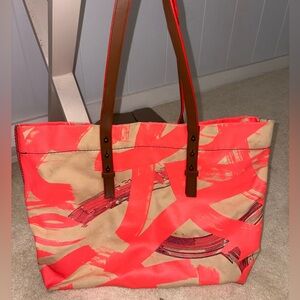 Miss Albright Vibrant Red and Tan Tote
